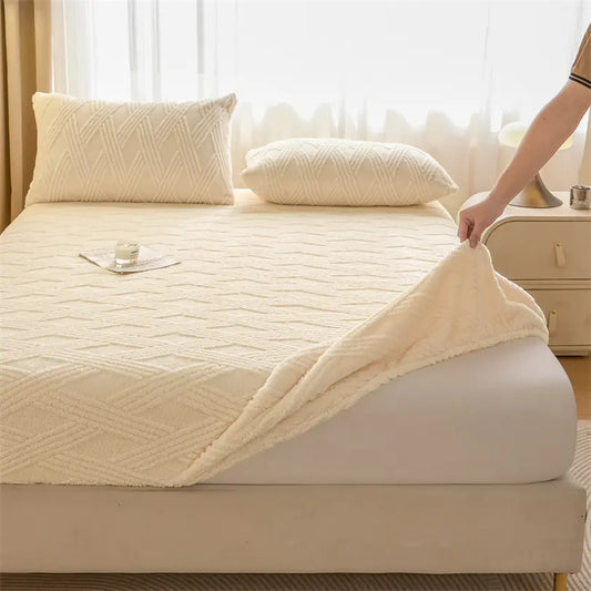 Housse de matelas rose pâle tricotée anti-acarien – sans taies d’oreiller