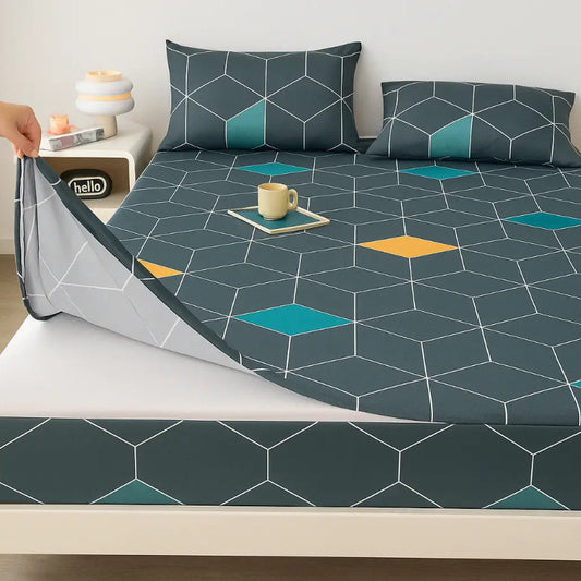 Protège matelas anti-acarien cubes colorés cote