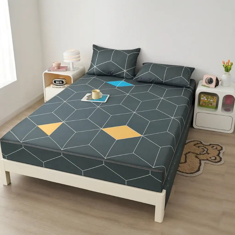 Protège matelas anti-acarien cubes colorés zoom detail