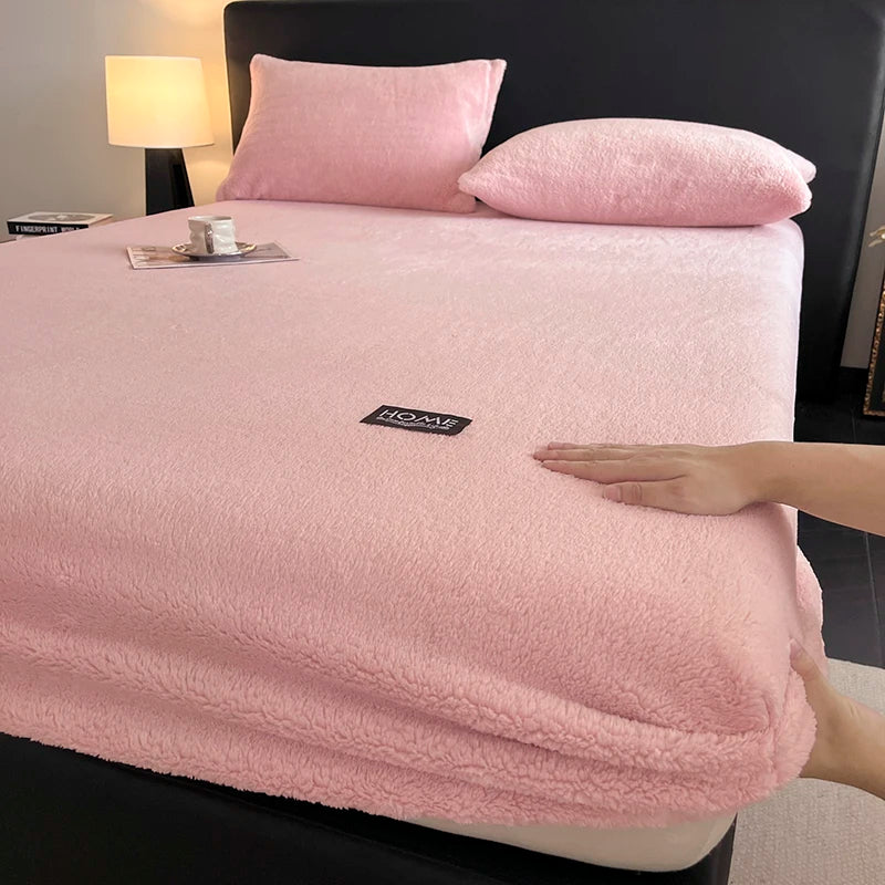 Protège-matelas intégrale rose poudre ultra-doux – sans taies d’oreiller