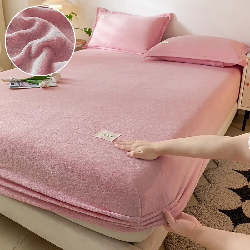 Housse-de-matelas-en-velour-rose