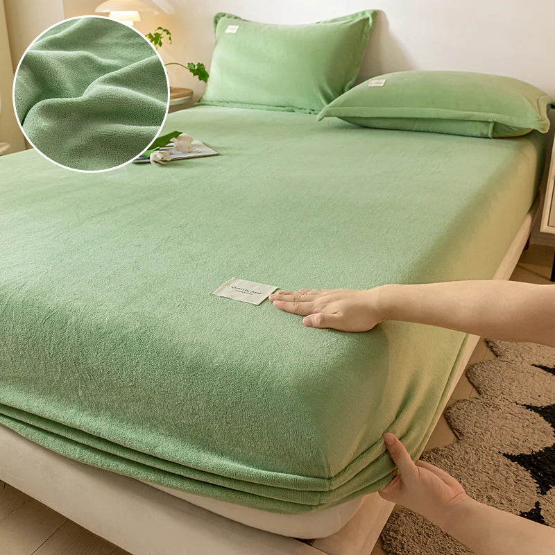 Housse-de-matelas-en-velours-vert