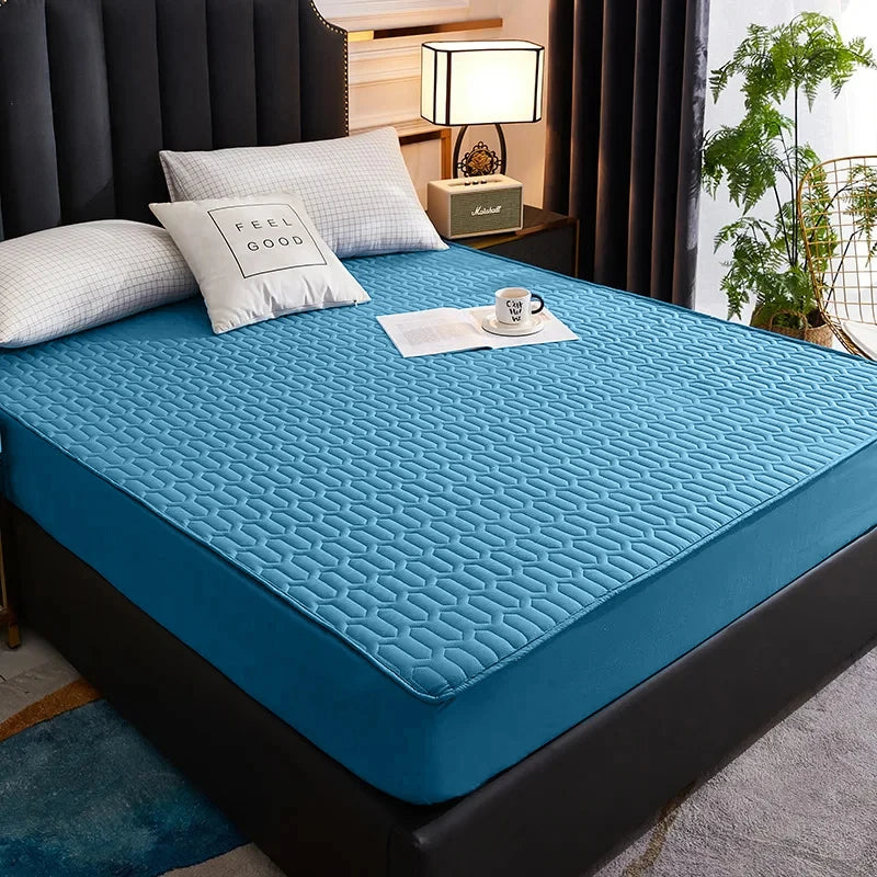 Housse de matelas imperméable bleue