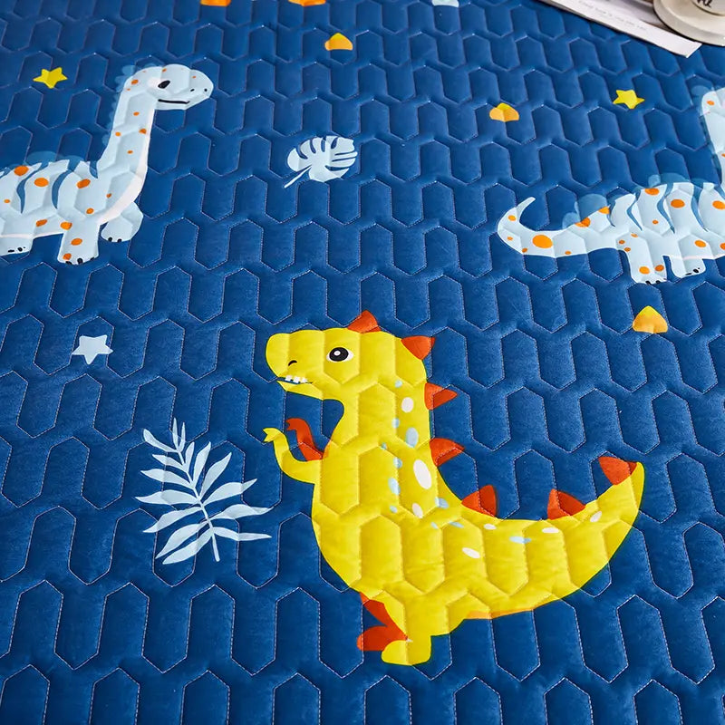 Housse de matelas imperméable dino jaune