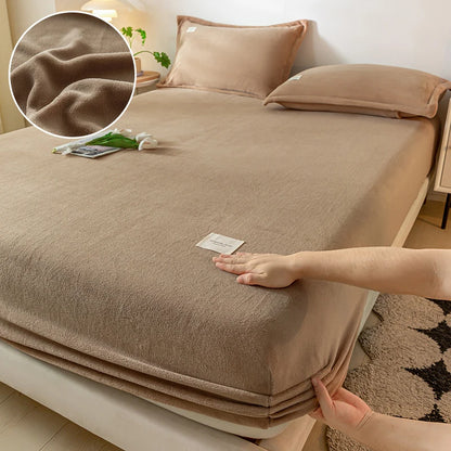 Housse-de-matelas-intégrale-marron-sable-en -velours