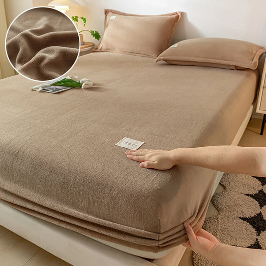 Housse-de-matelas-intégrale-marron-sable-en -velours