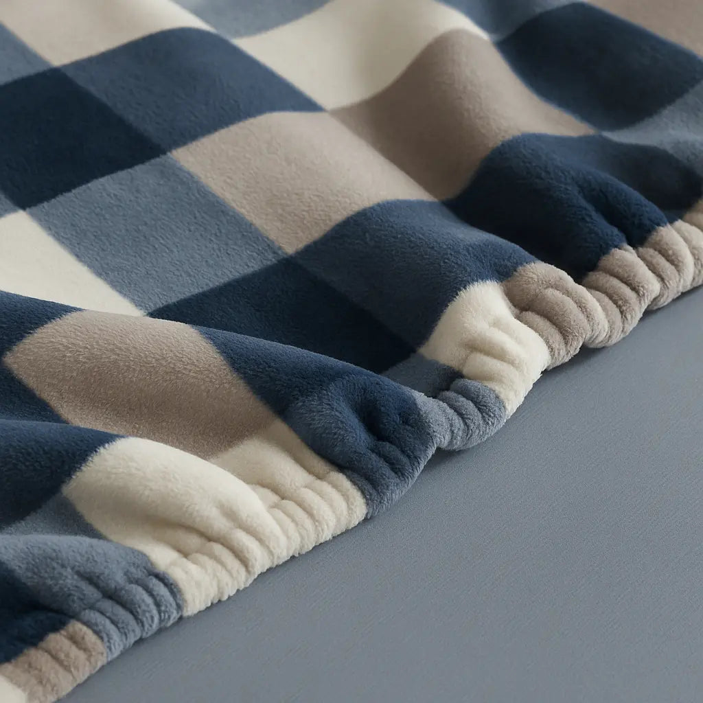 Housse-de-matelas-integrale-a-carreaux-en-velours-plis