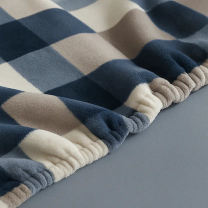 Housse-de-matelas-integrale-a-carreaux-en-velours-plis