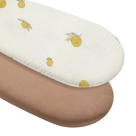 Housse de matelas bébé motifs citrons & nude (lot de 2)