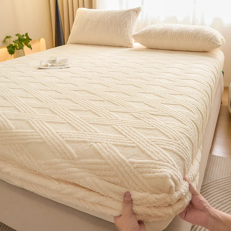 Housse de matelas beige tricotée anti-acarien – sans taies d’oreiller