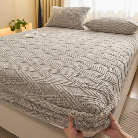 Housse de matelas grise tricotée anti-acarien – sans taies d’oreiller
