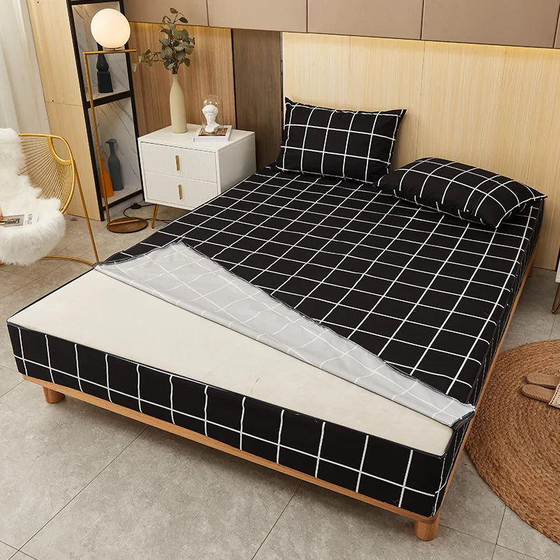 Protège-matelas imperméable damier noir