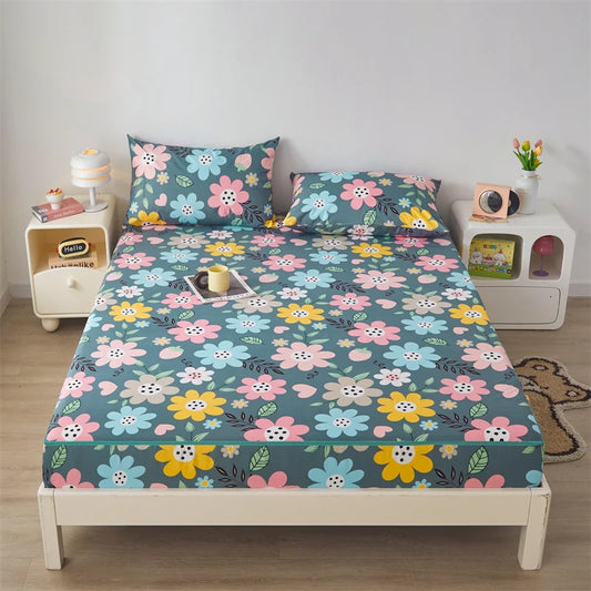 Protège matelas anti-acarien motif fleuri