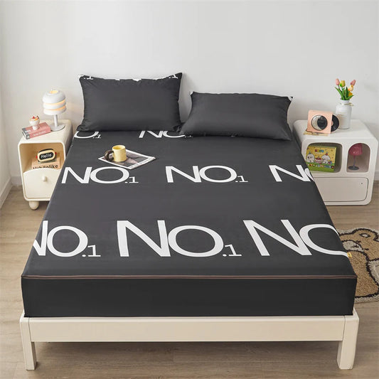 Protège matelas anti-acarien typographique noir