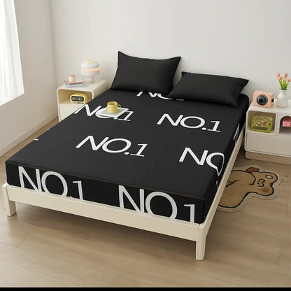 Protège matelas anti-acarien typographique noir zoom detail