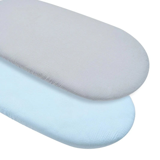Housse de matelas bébé pastel bleu & gris (lot de 2)