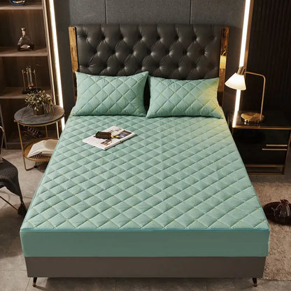 Housse de matelas anti-acarien verte capitonnée