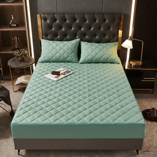 Housse de matelas anti-acarien verte capitonnée