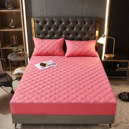 Housse de matelas anti-acarien rose capitonnée