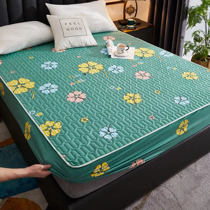 housse-de-matelas-impermeable-vert-fleurs-printanieres