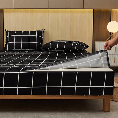 Protège-matelas imperméable damier noir cote
