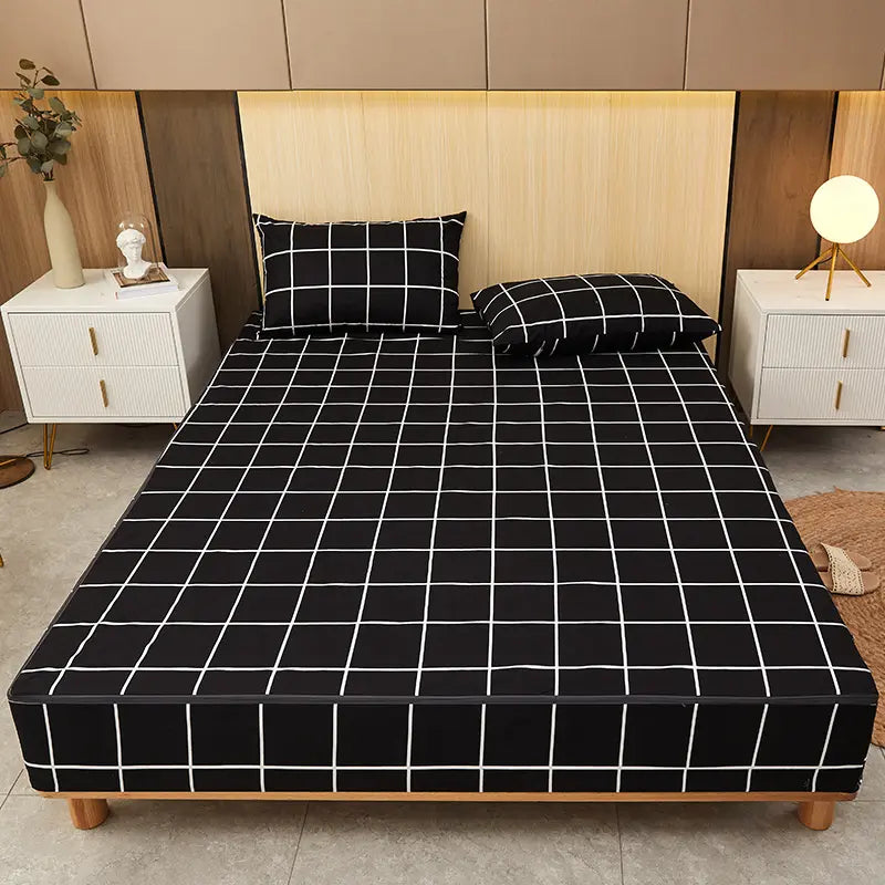 Protège-matelas imperméable damier noir devant