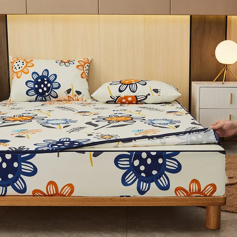 Protège-matelas imperméable fleurs vives devant