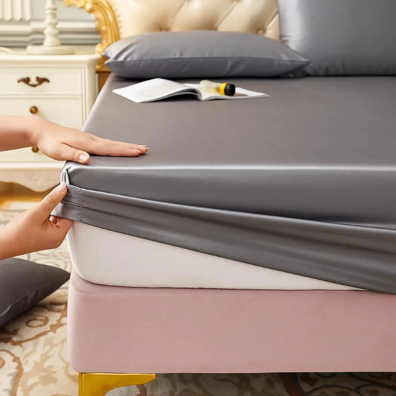 Protège-matelas intégrale gris perle sans taies devant